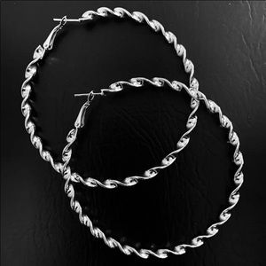 Silver La Isla Large Hoop Earrings NEW